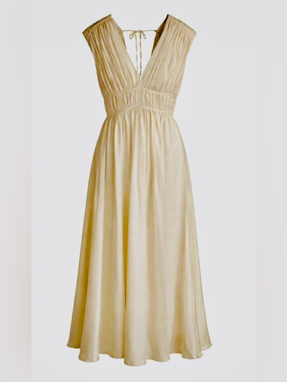 100% Silk Ivory Grecian Maxi Dress | Empire Waist Formal Gown